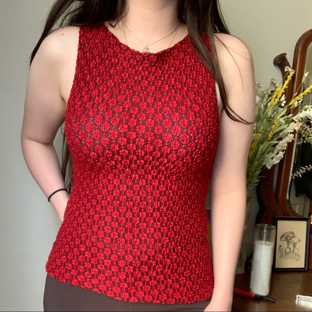 Beautiful textured red stretchy tank top.